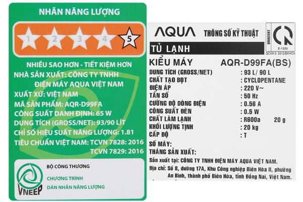 Tu Lanh Aqua 90 Lit Aqr D99fabs