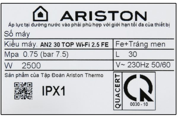 Binh Nong Lanh Ariston 30 Lit An2 30 Top Wifi