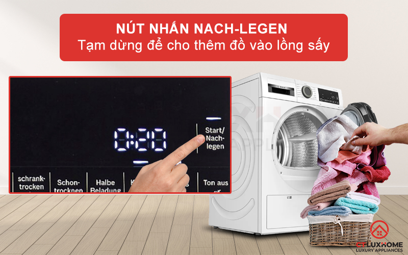 Máy sấy bơm nhiệt Bosch 9 kg WQG241000