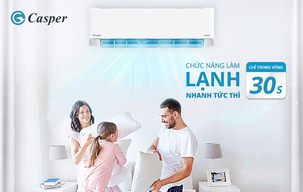 Điều hòa Casper Inverter 12000 BTU 1 chiều HC-12IA32 gas R-32