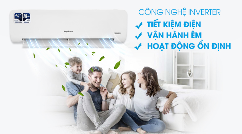 Điều hòa Nagakawa Inverter 9000 BTU 1 chiều NIS-C09R2H12 gas R-32