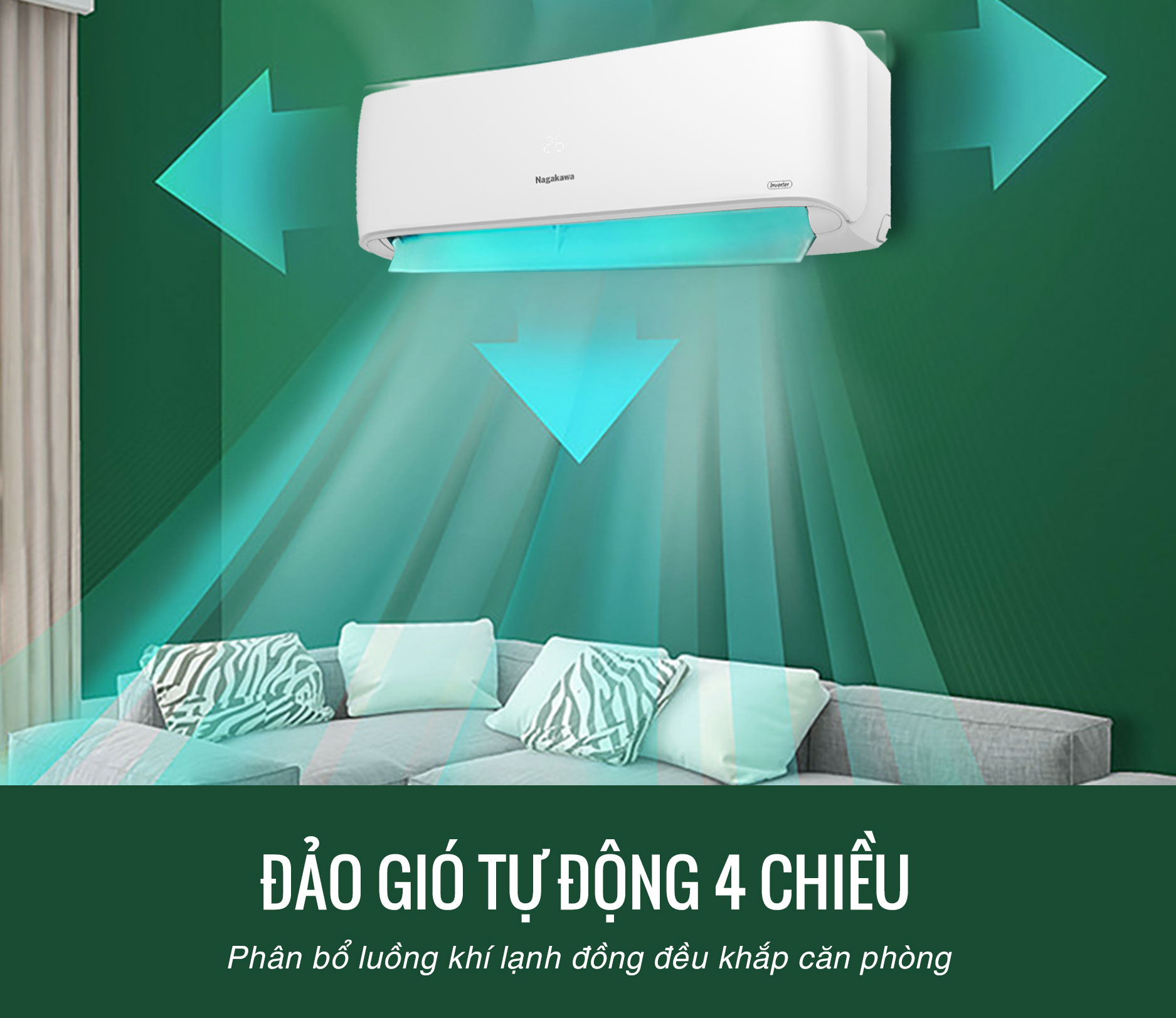 Điều hòa Nagakawa Inverter 24000 BTU 1 chiều NIS-C24R2H11 gas R-32