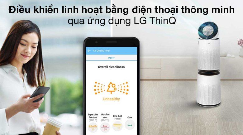 Máy lọc không khí LG PuriCare AS10GDWH0 Safeplus 2 tầng